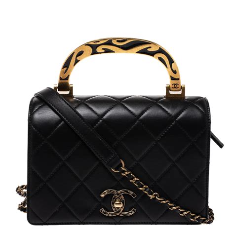 chanel enamel handle bag|chanel top handle bag small.